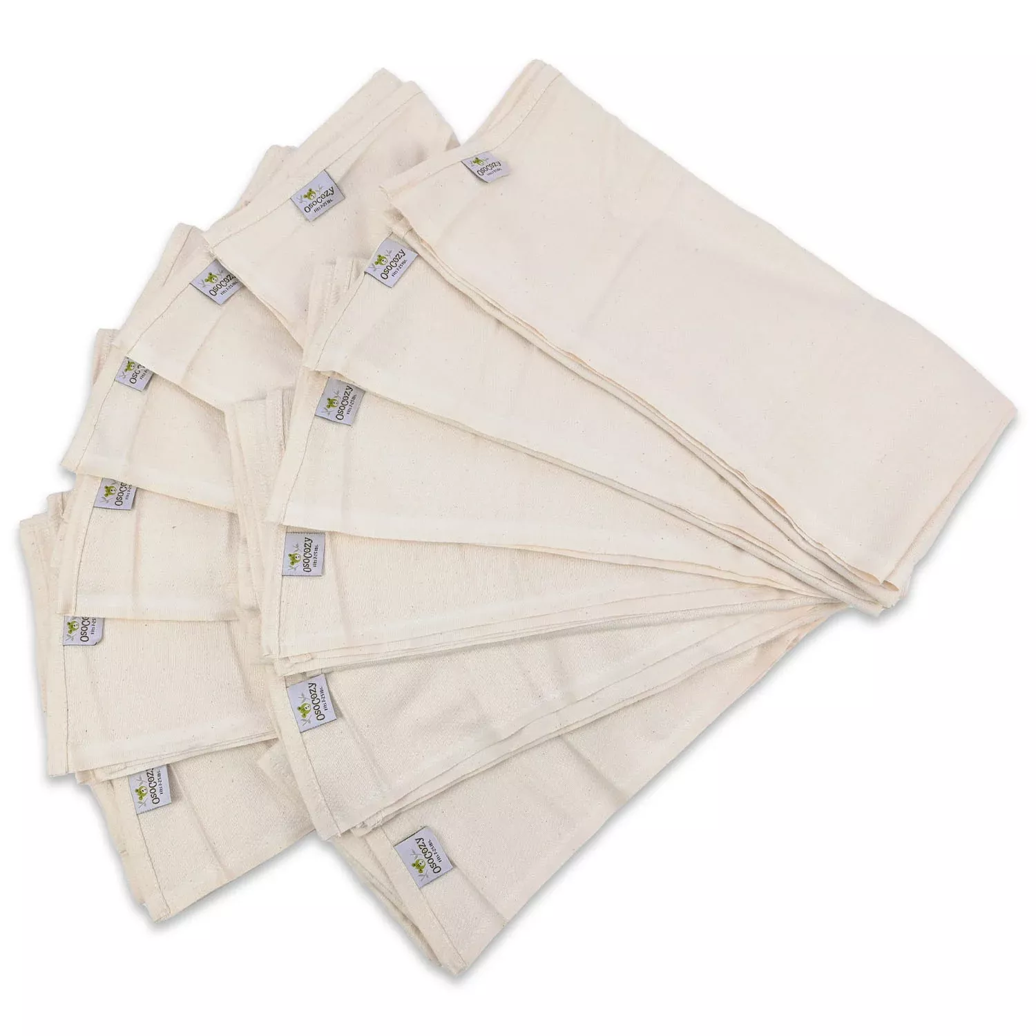 Osocozy Unbleached Birdsye Flat Diapers (dz)