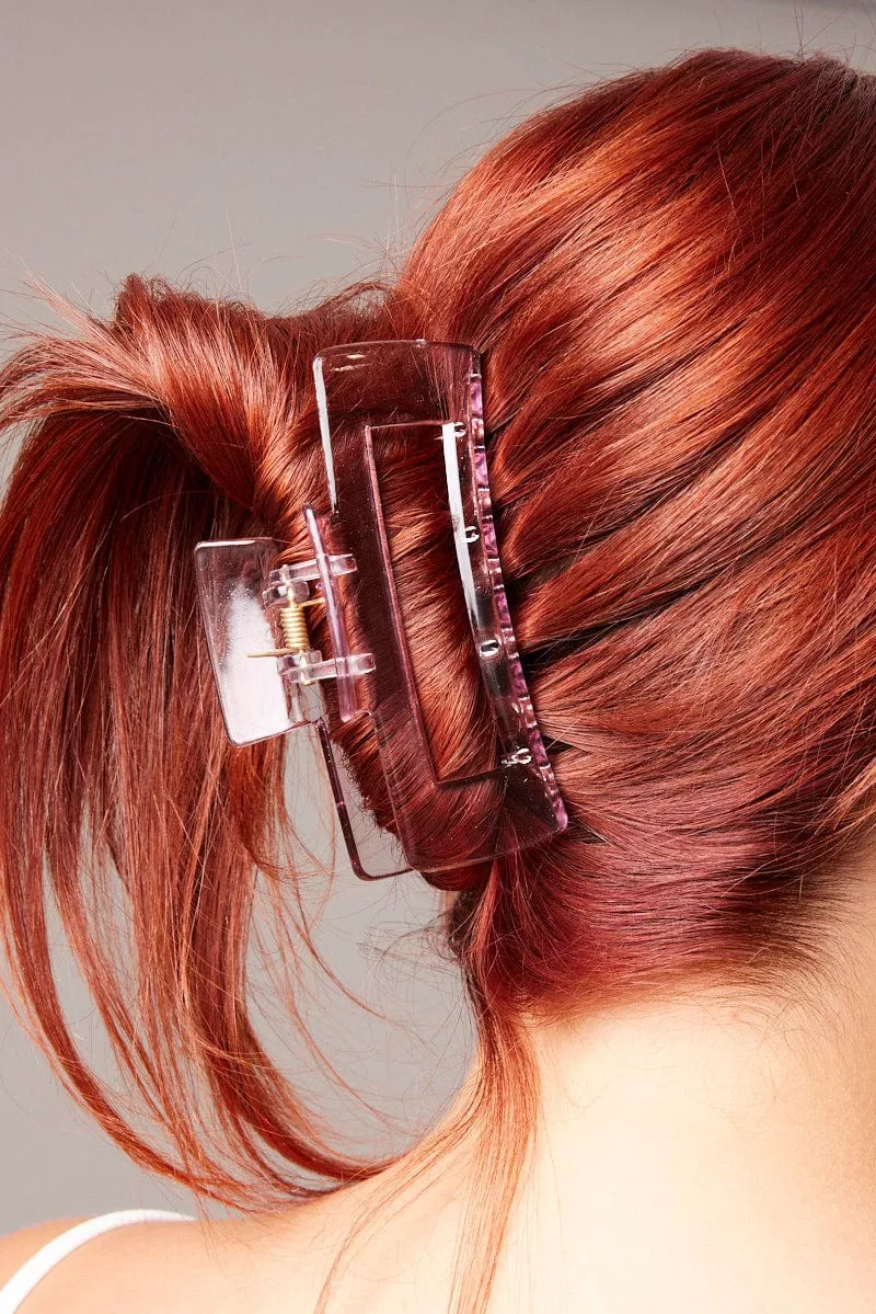 Pink Large Rectangle Claw Clip