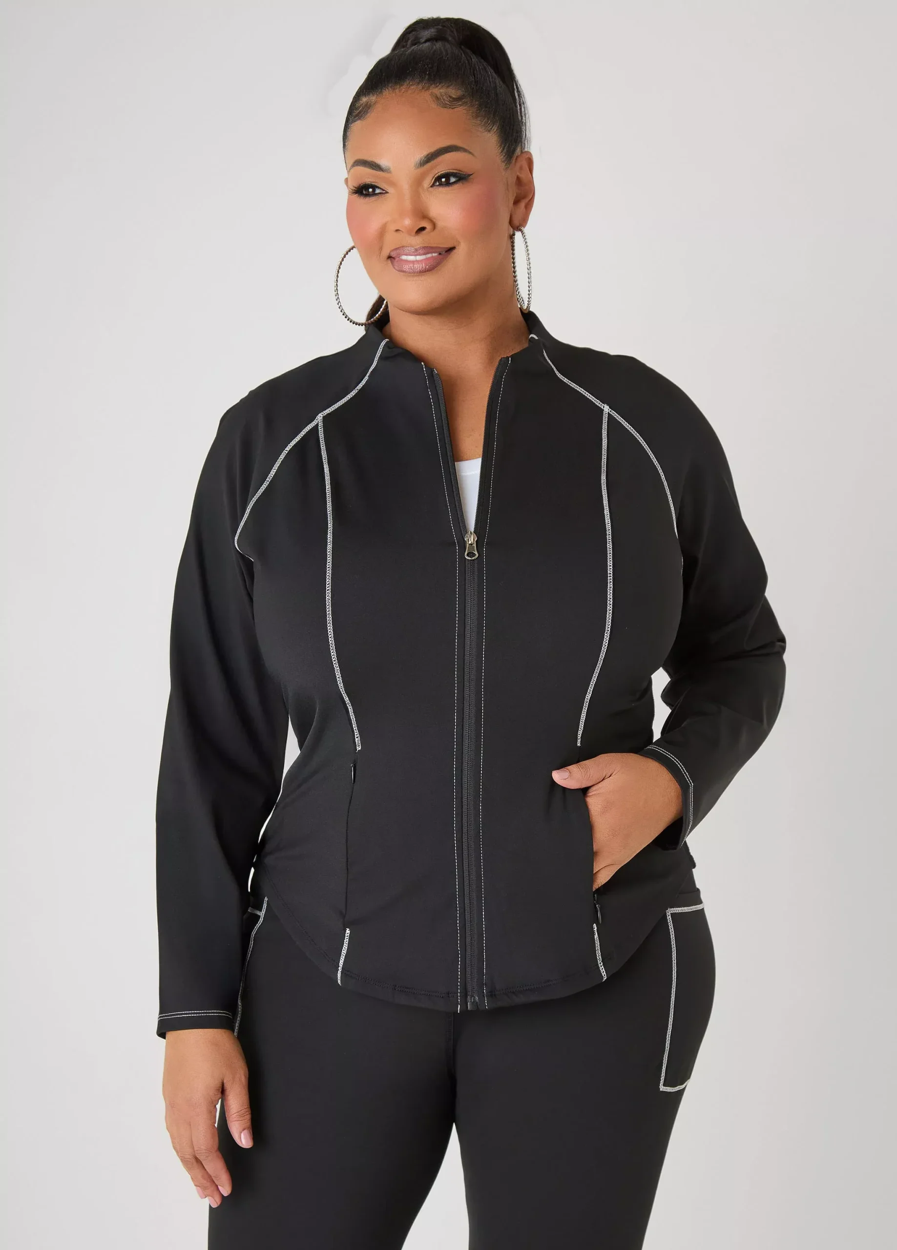 Piped Zip Front Track Jacket