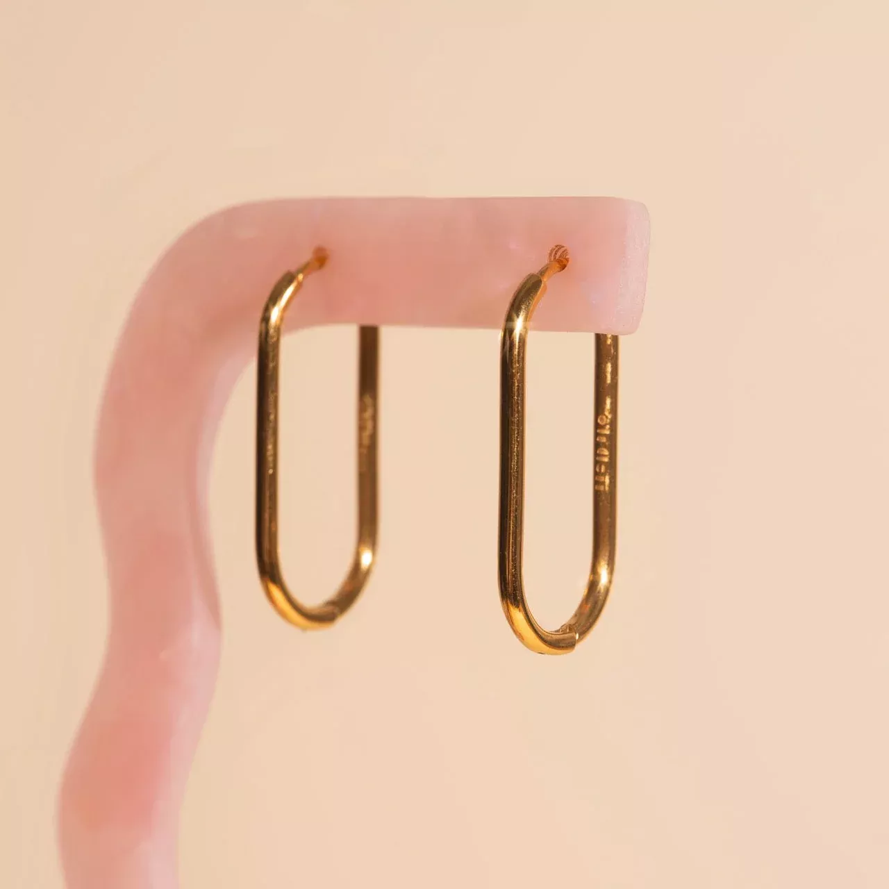 Rectangle Rounded Huggie Hoop Earrings
