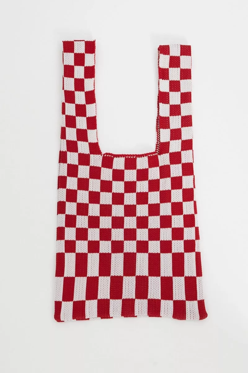 Red Check Crochet Bag