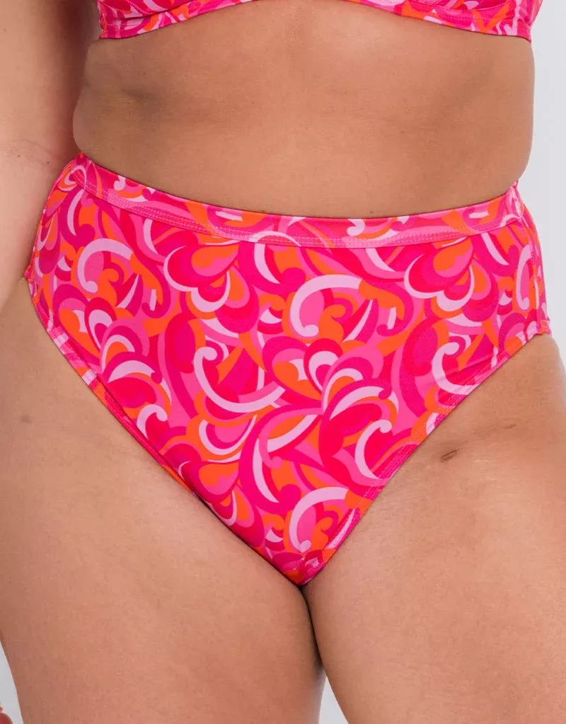 Retro Wave High Waist Bikini Brief Print MixPink