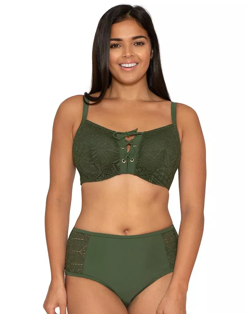 Rush Padded Plunge Bikini Top OliveGreen