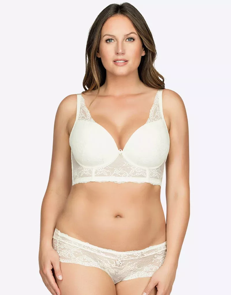 Sandrine Plunge Longline Bra IvoryCream