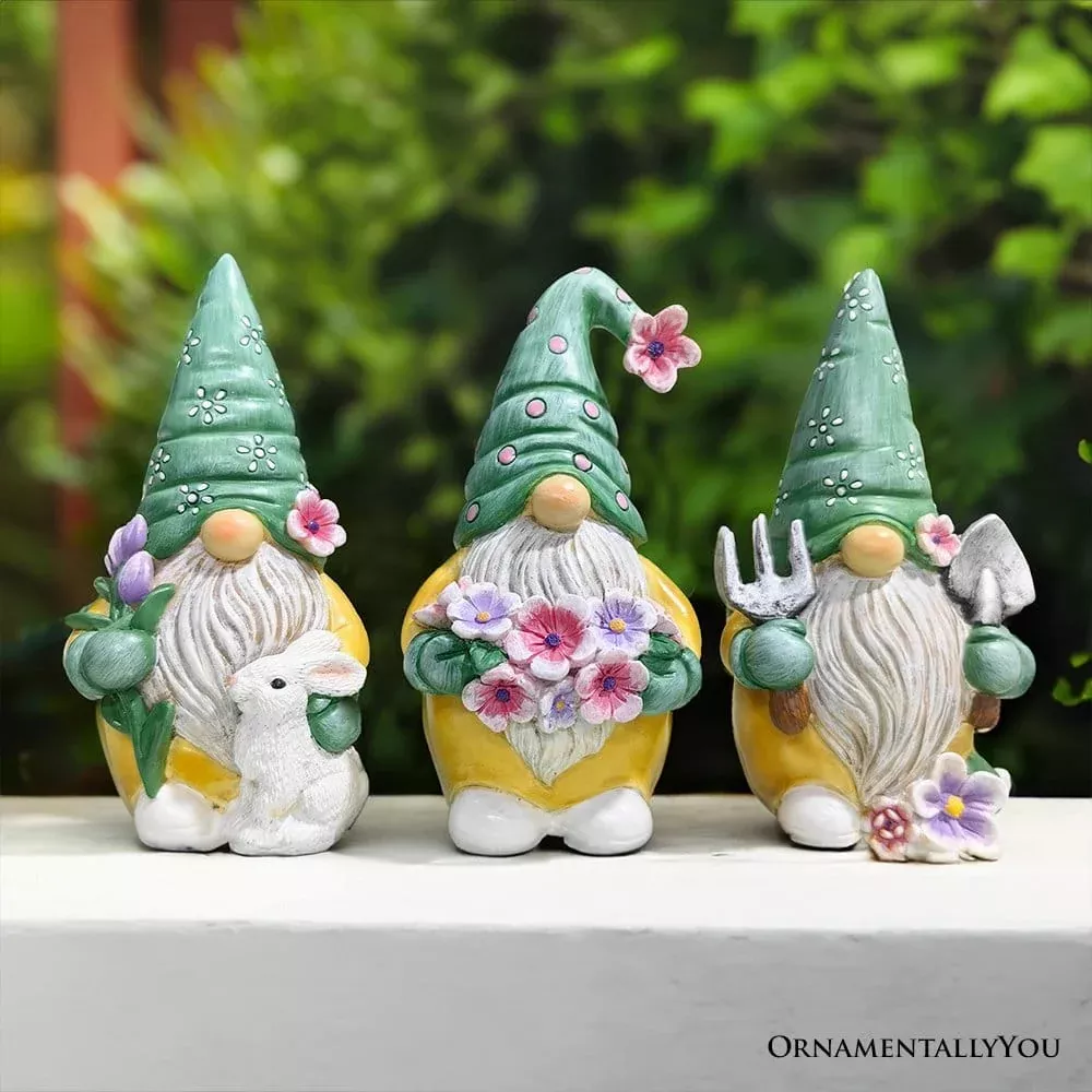 Set of Three Gardening Gnome Figurines