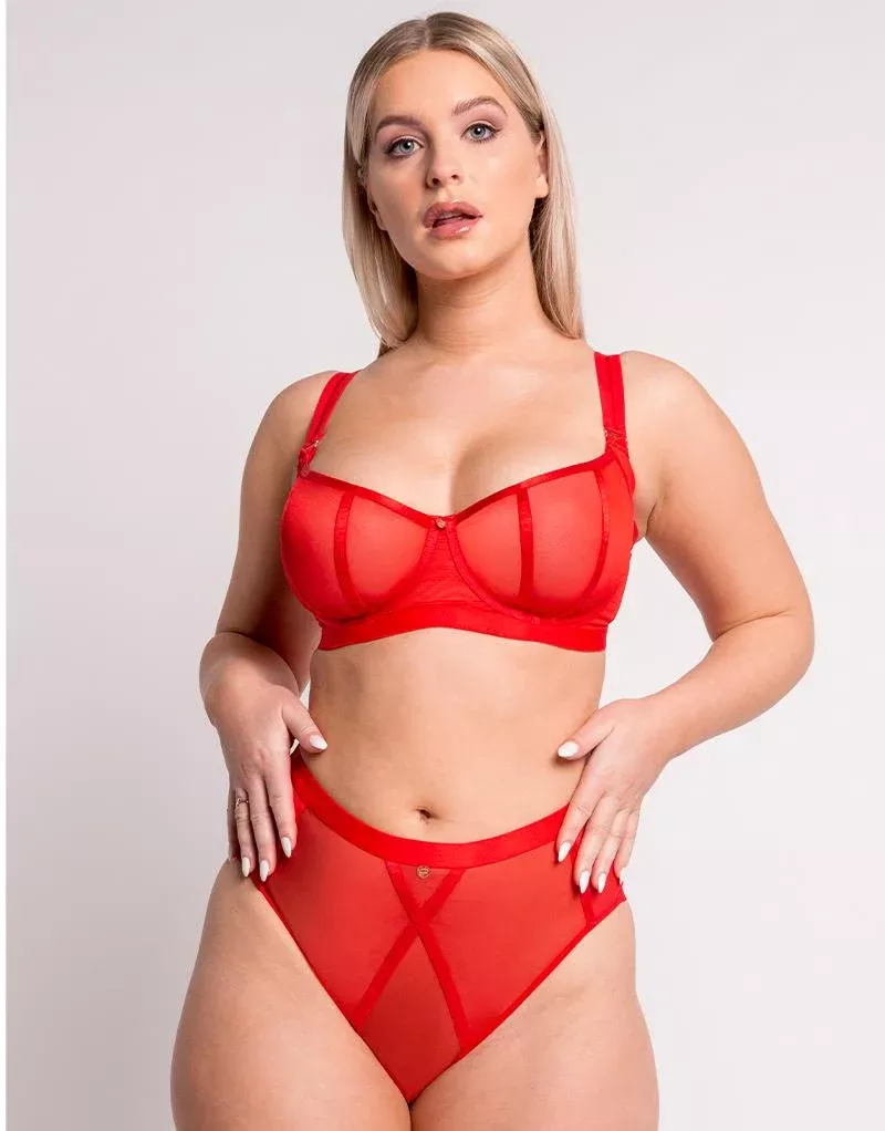 Sheer Chic Balcony Bra Flame Red