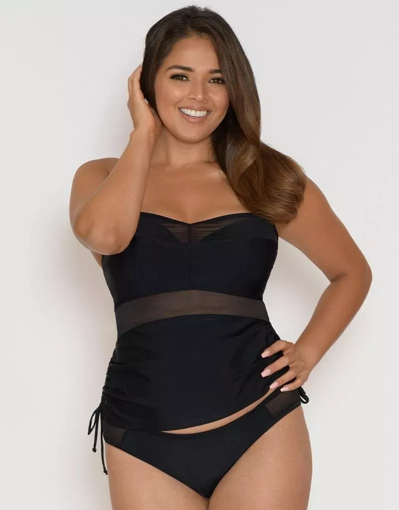 Sheer Class Balcony Tankini Top Black