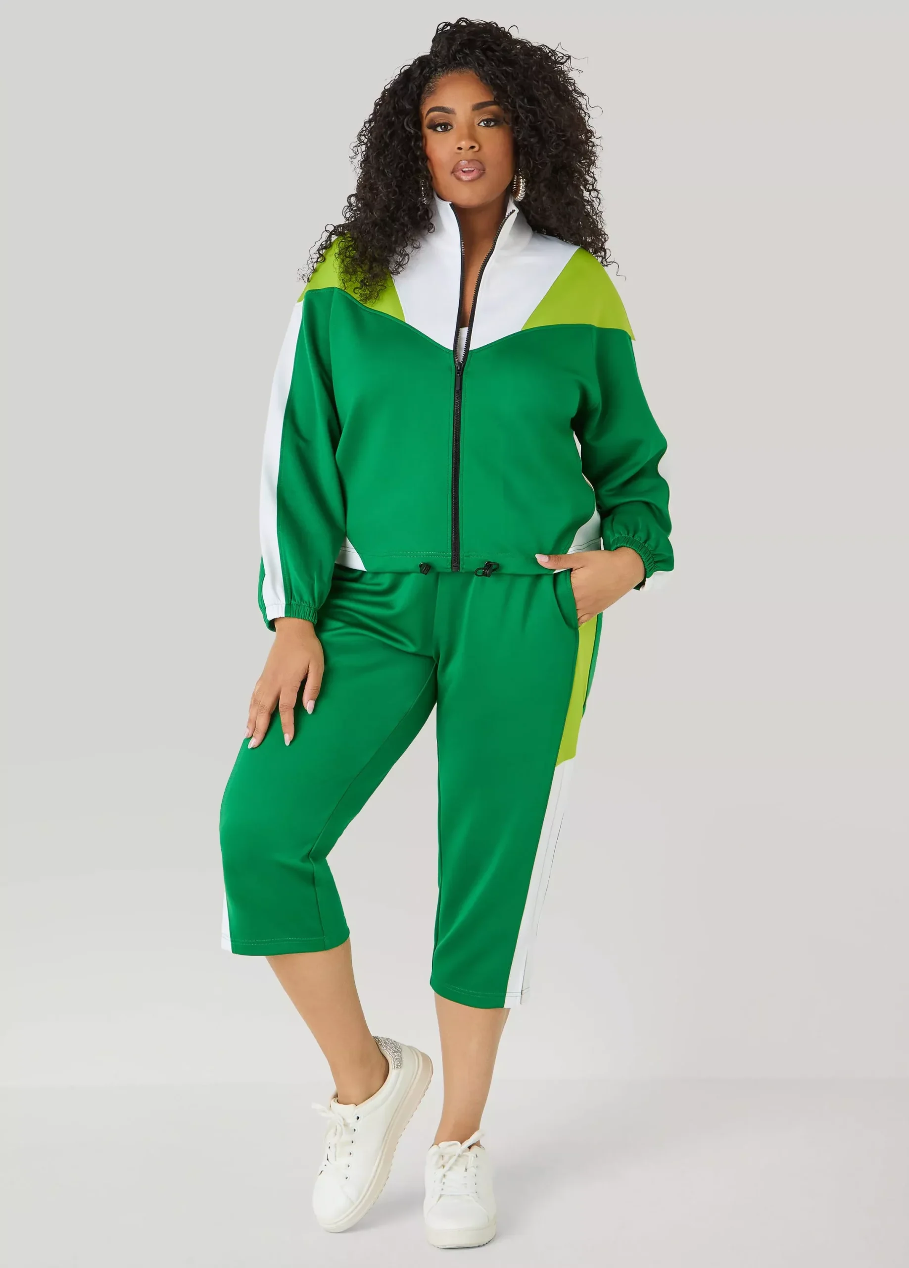 Side Split Colorblock Capris