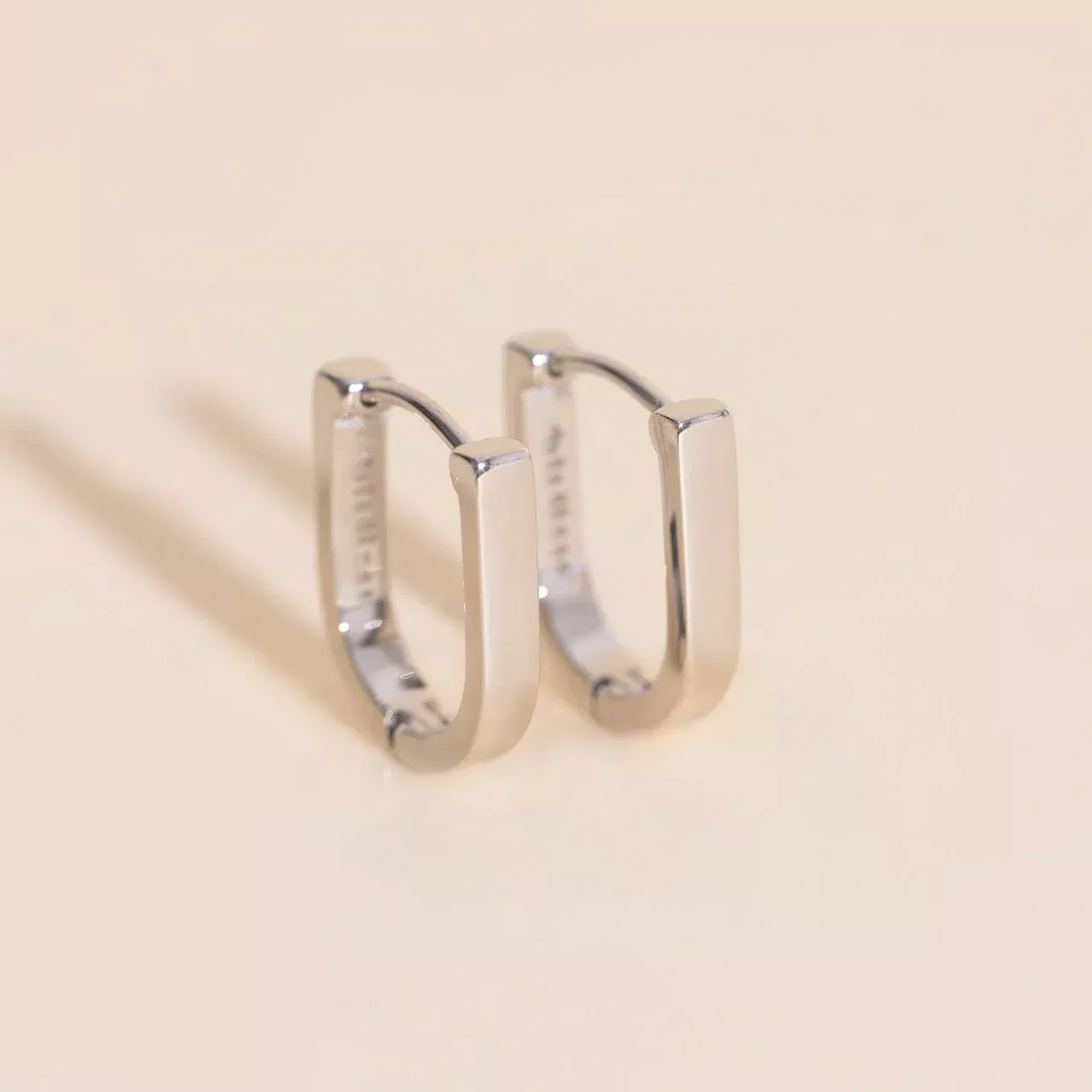 Smooth Stirrup Huggie Hoop Earrings