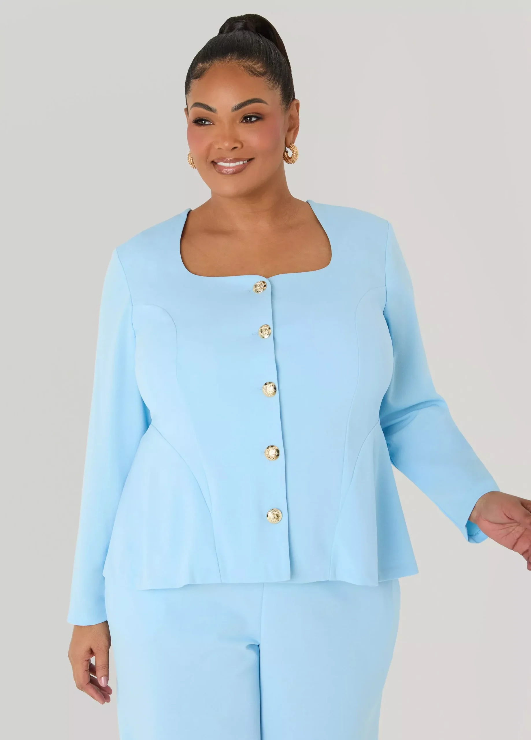 Square Neck Peplum Blazer