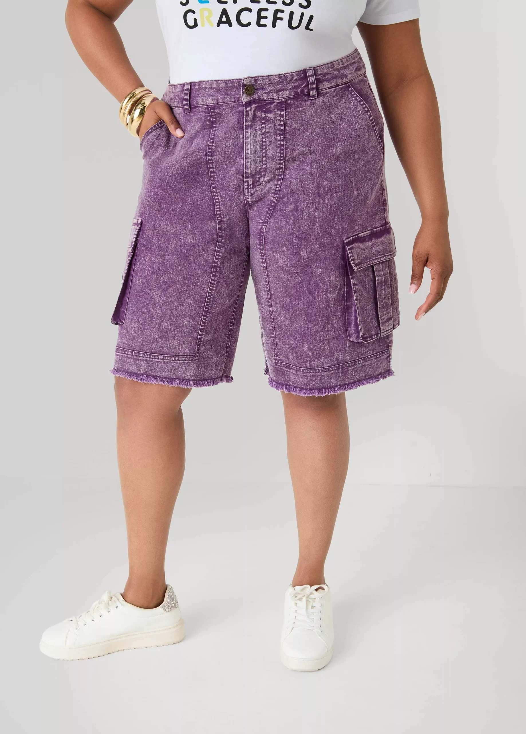 Stonewash Cargo Bermuda Shorts