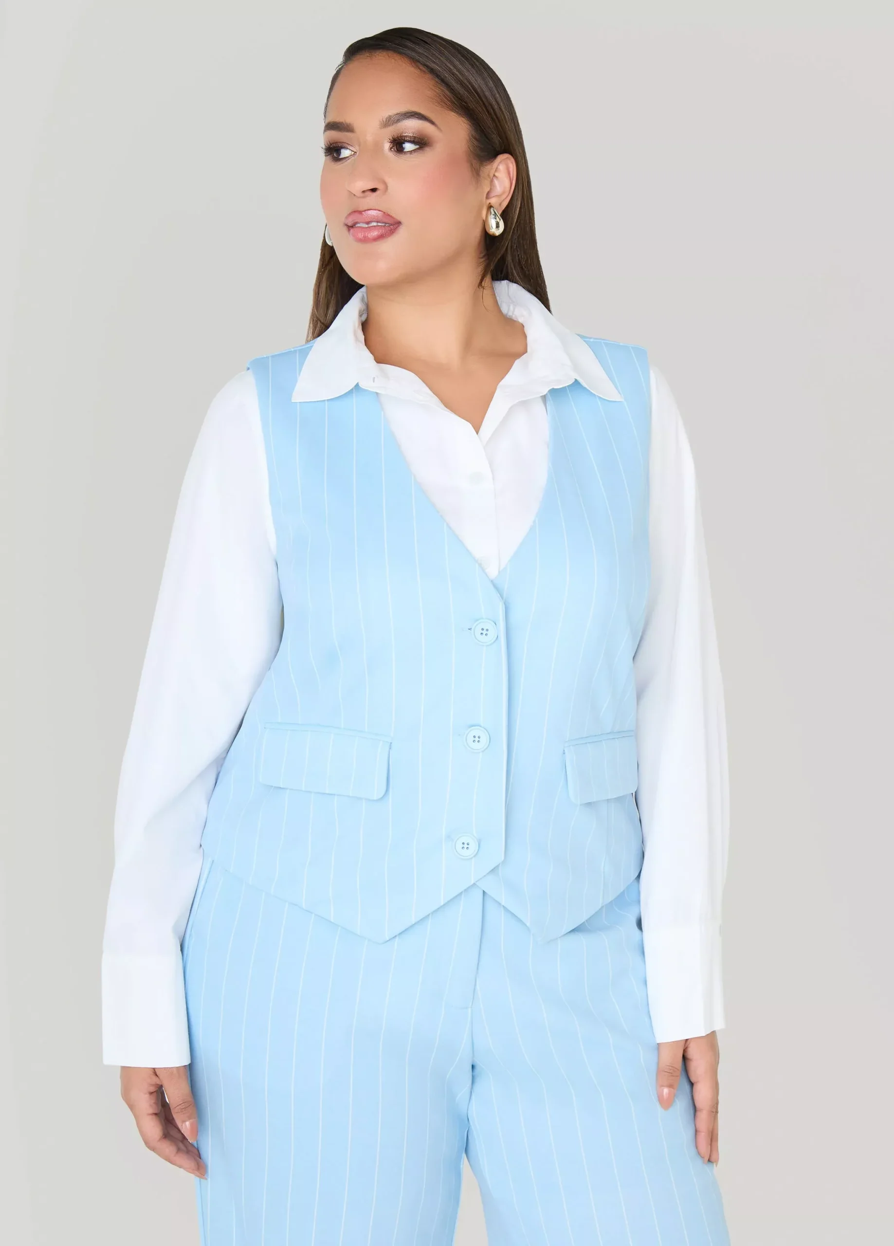 Striped Crepe Vest