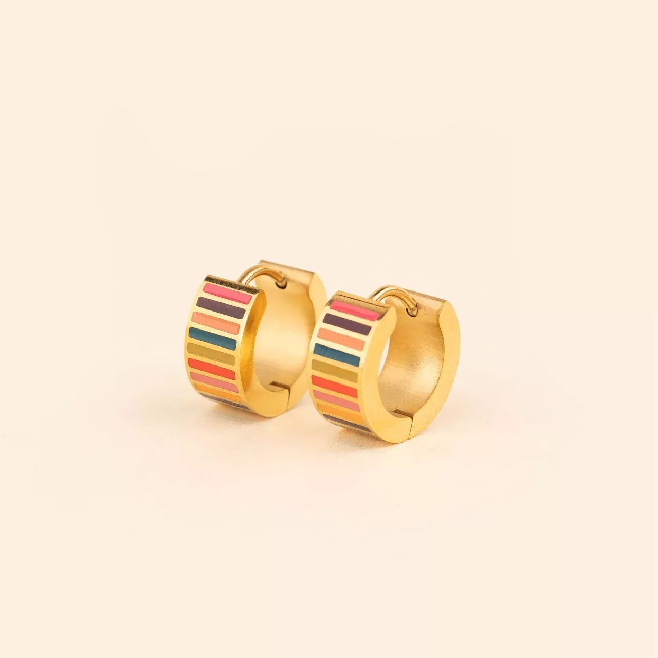 Striped Super Chunky Huggie Hoop Earrings