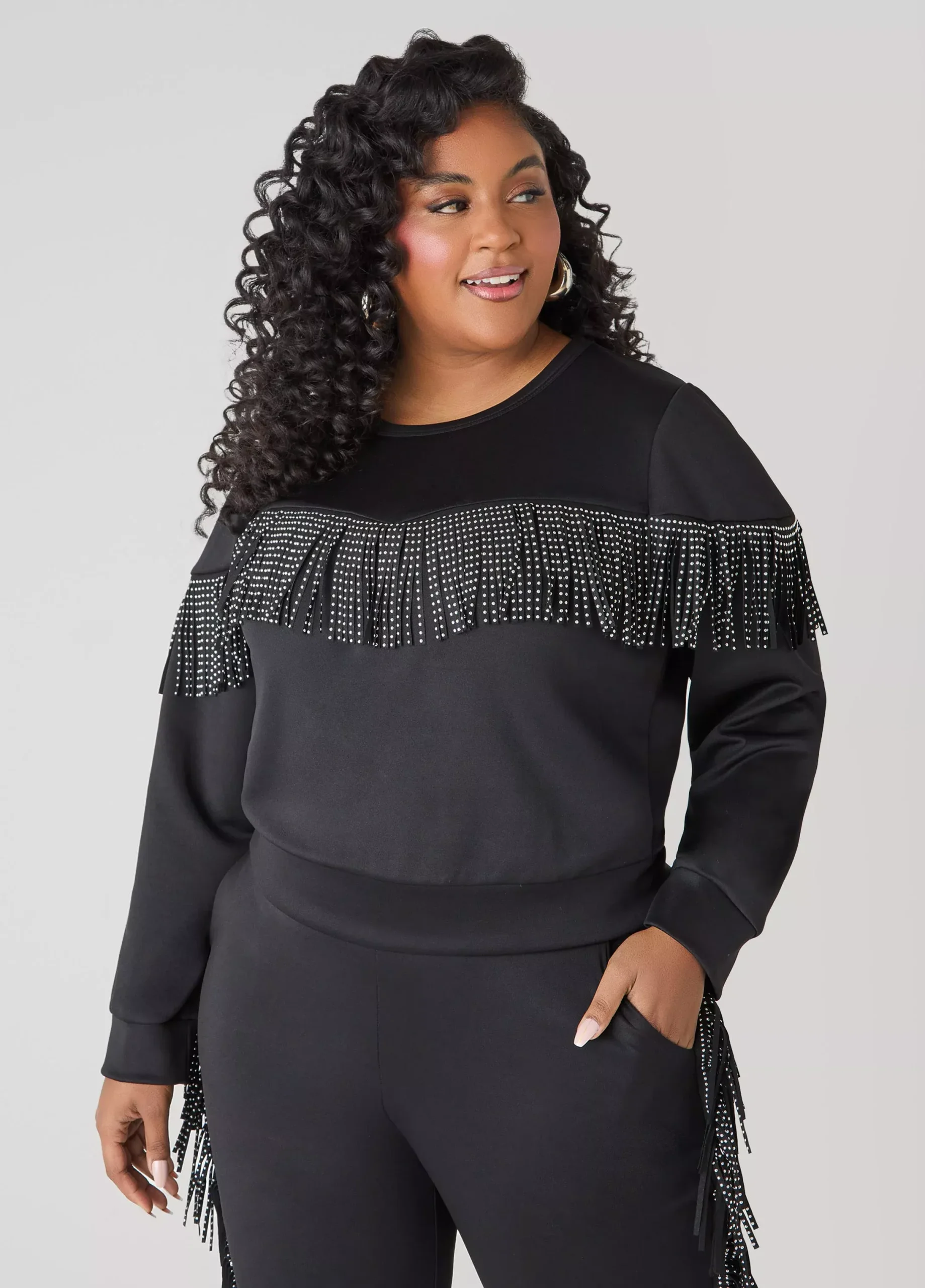 Studded Fringe Pullover