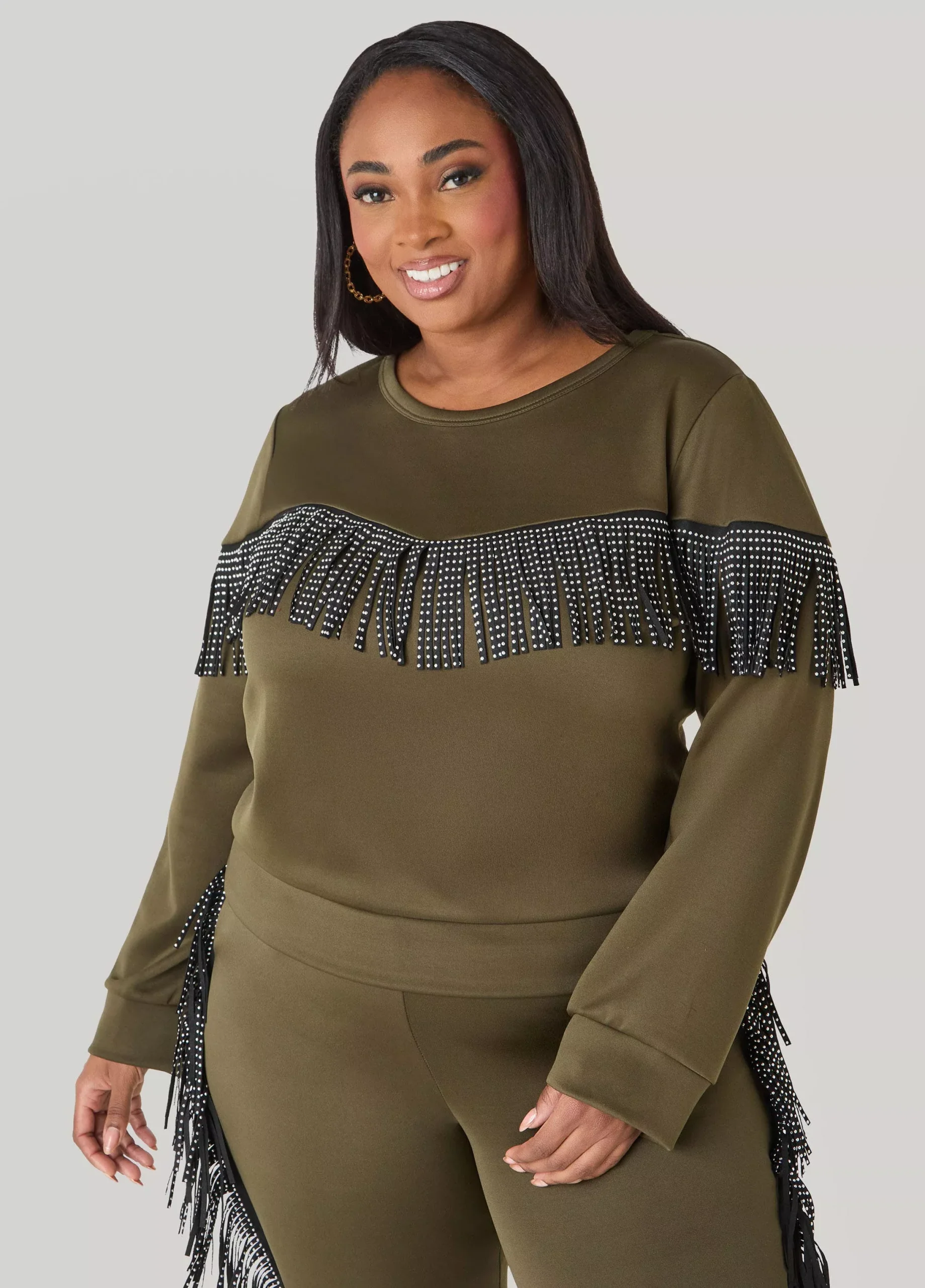 Studded Fringed Pullover