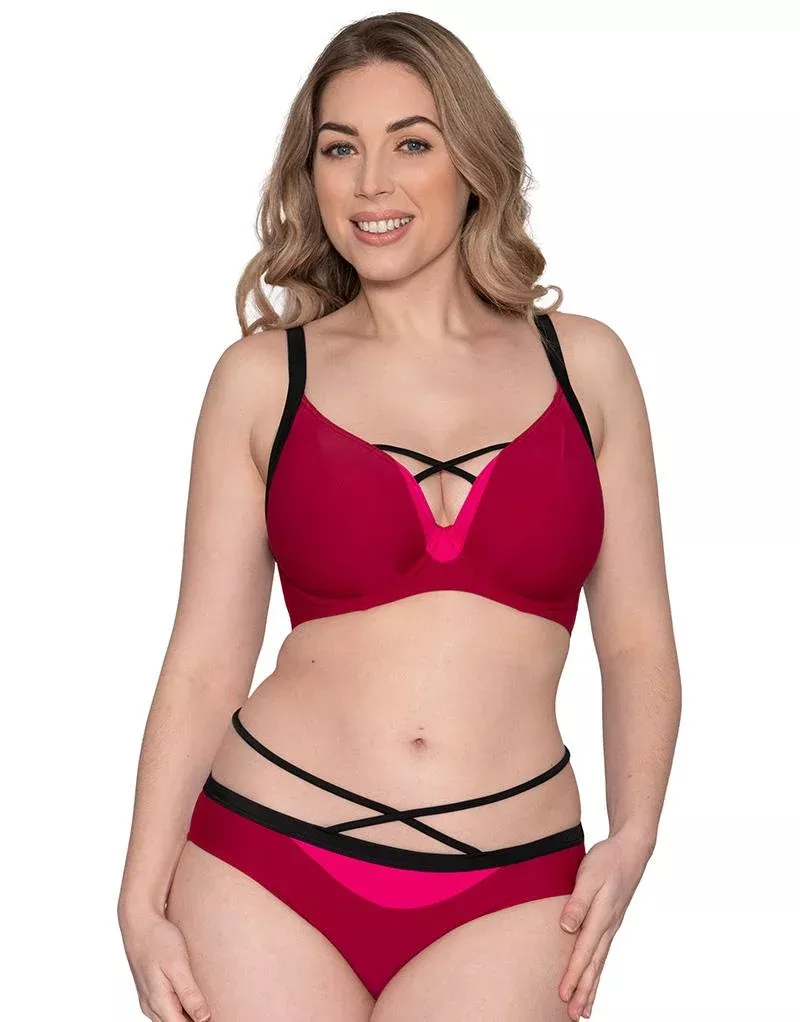 Subtropic Plunge Bikini Top Cherry Red/Pink