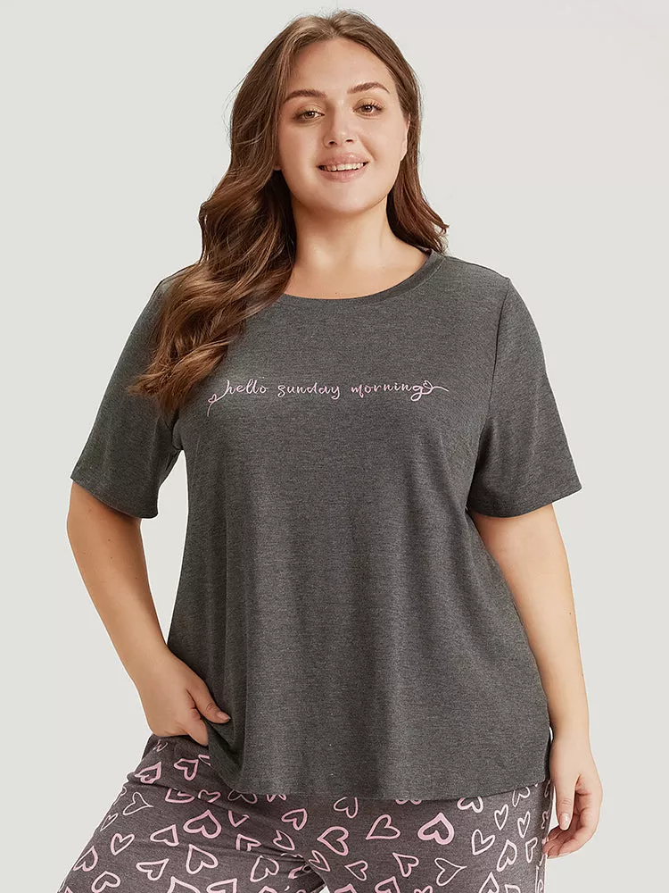 Sunday Morning Print Heather Pajama Top