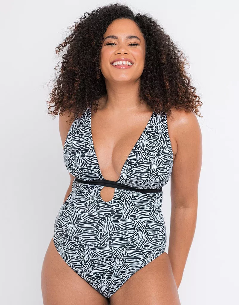 Sundown Reversible Non-Wired Multiway Swimsuit Black Print
