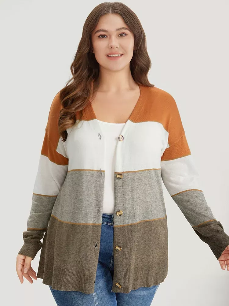 Supersoft Essentials Colorblock Contrast Button Up Lightweight Cardigan
