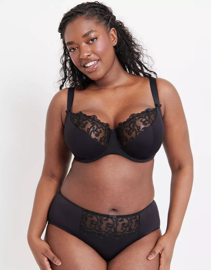 Swirl Balcony Bra Black