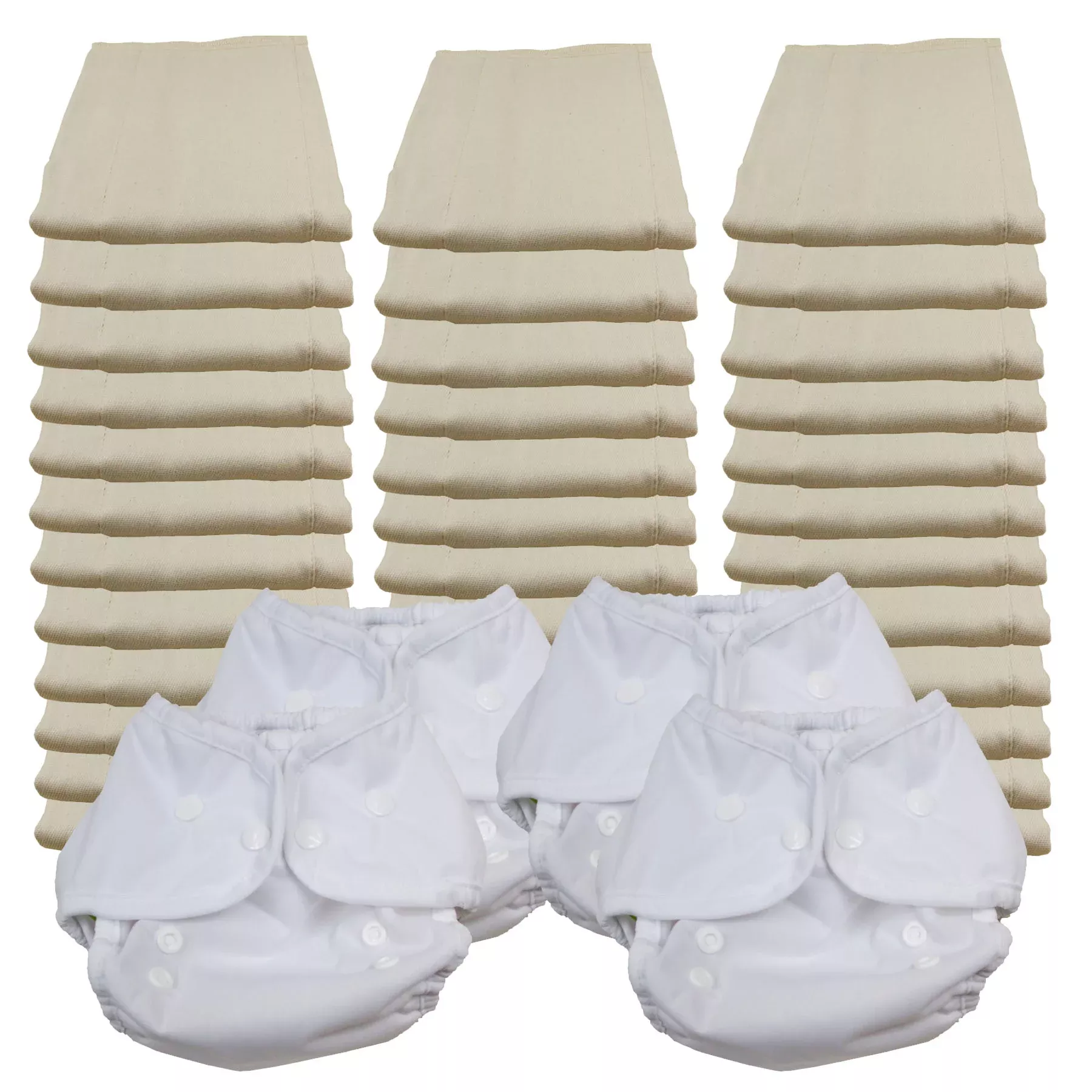 Unbleached Economy Prefold Diaper Package with Thirsties Duo Covers