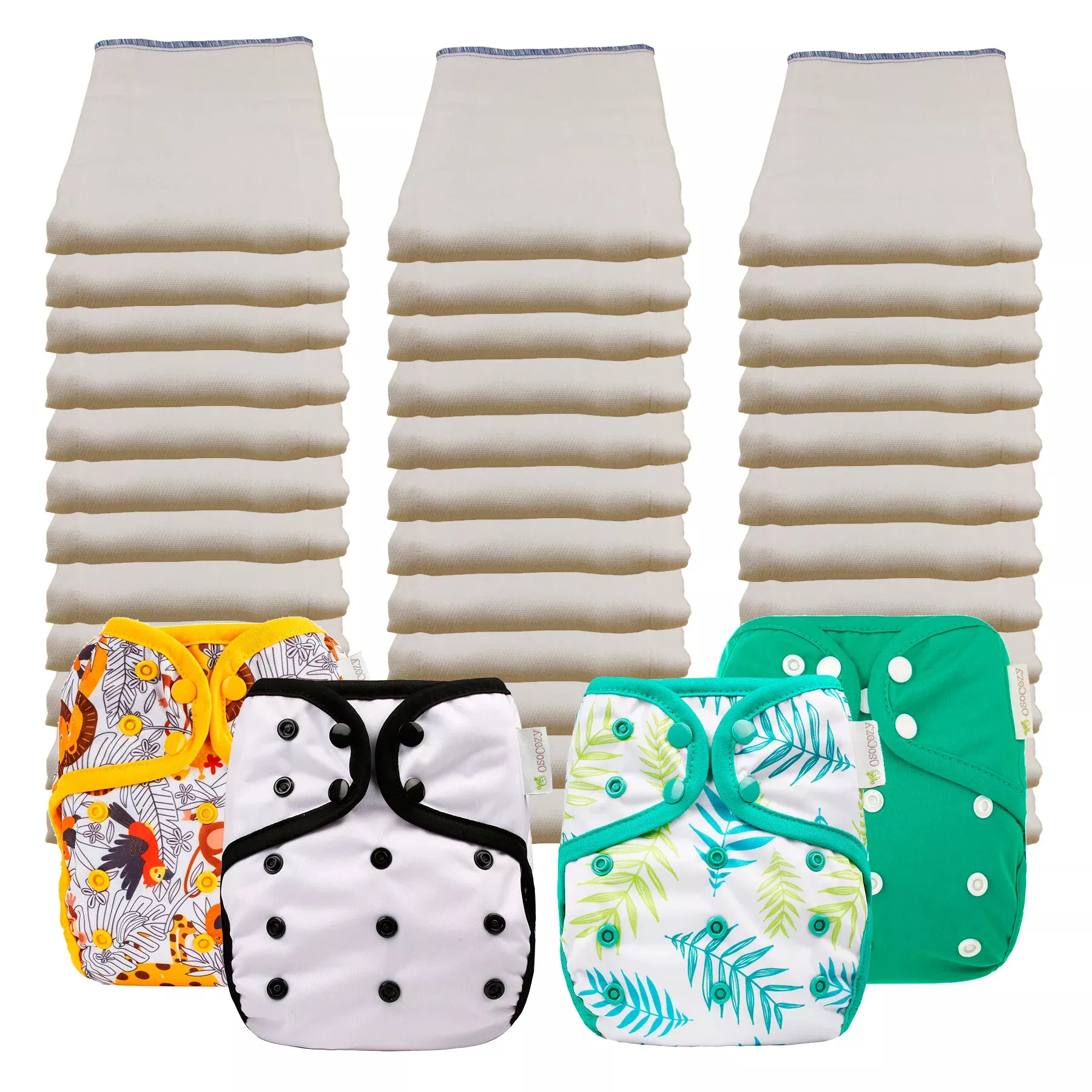 Unbleached Economy Prefold Diaper Packages with OsoCozy One Size Covers