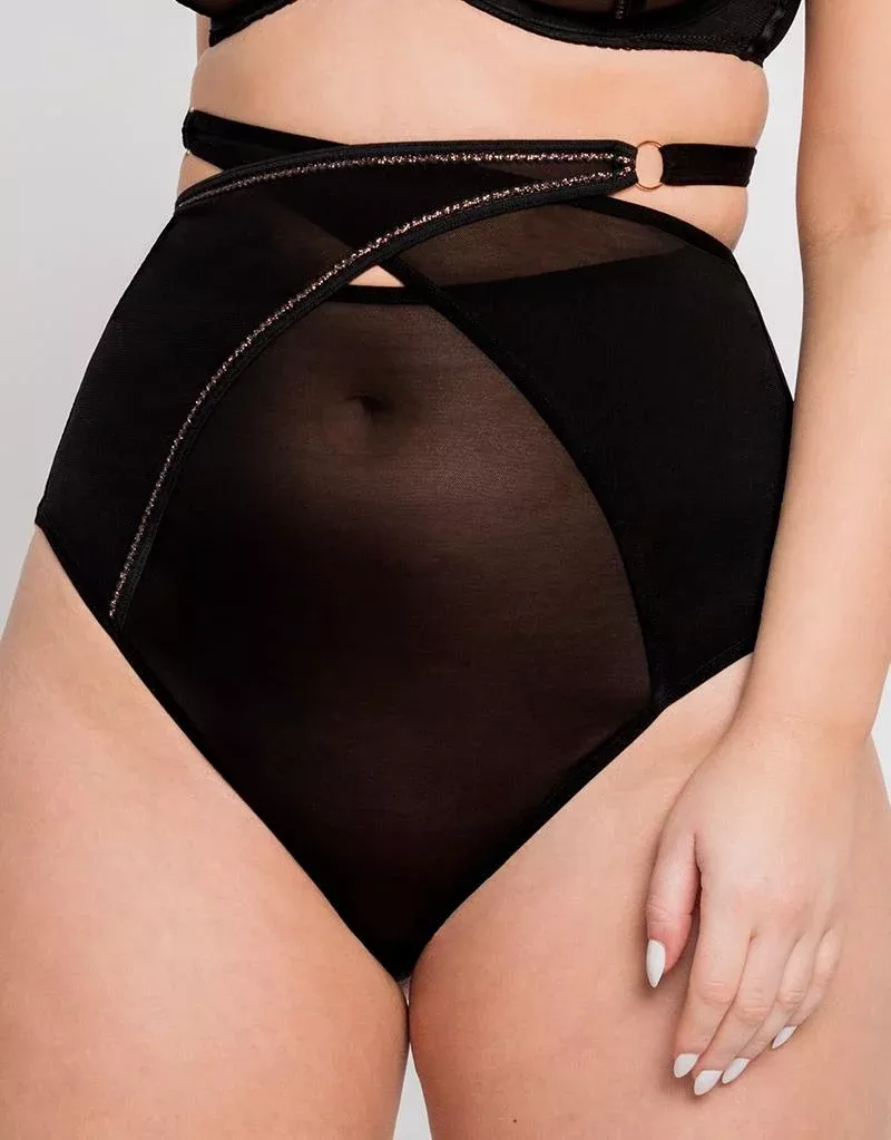Unzipped High Waist Brief Black