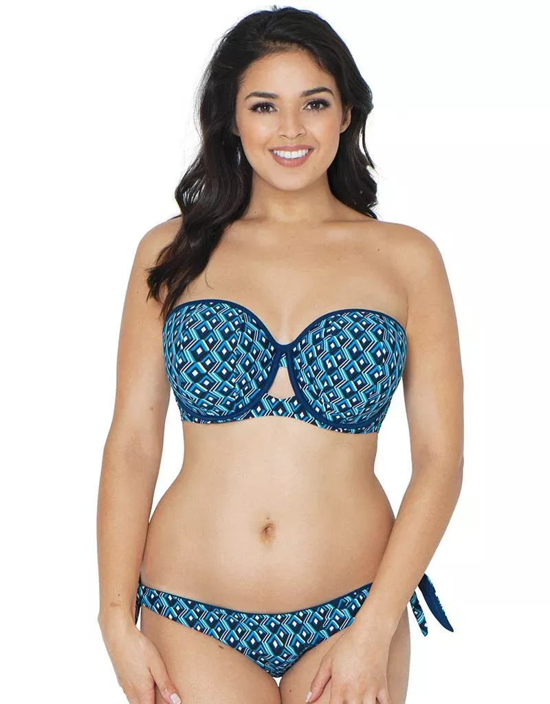Wanderlust Padded Balcony Bikini Top Blue Mix