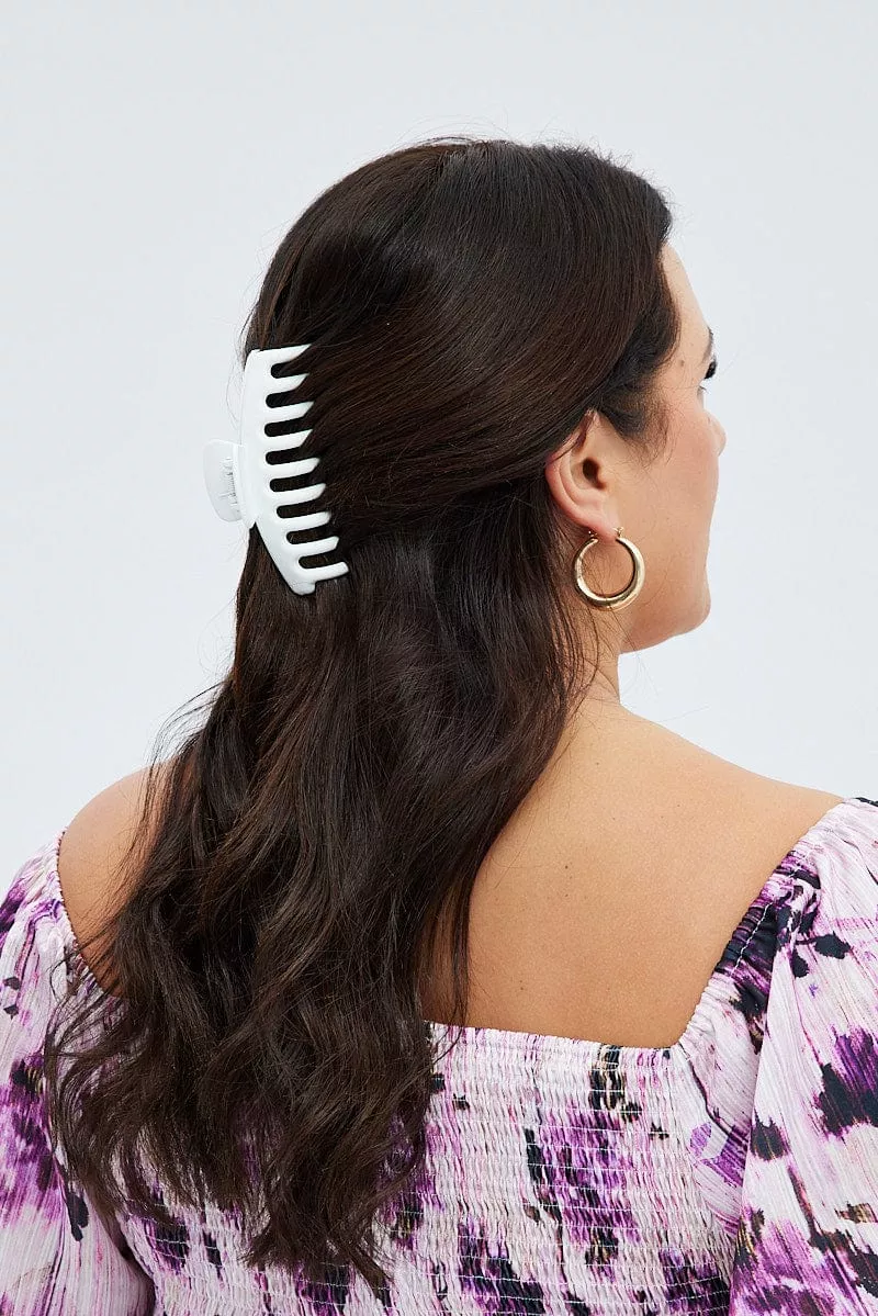 White Classic Hair Claw Clip