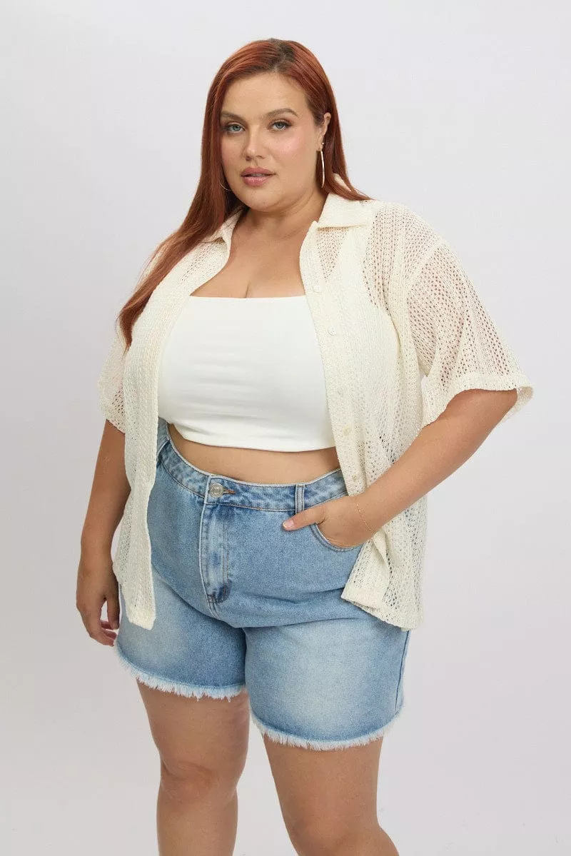 White Crochet collar Cardigan