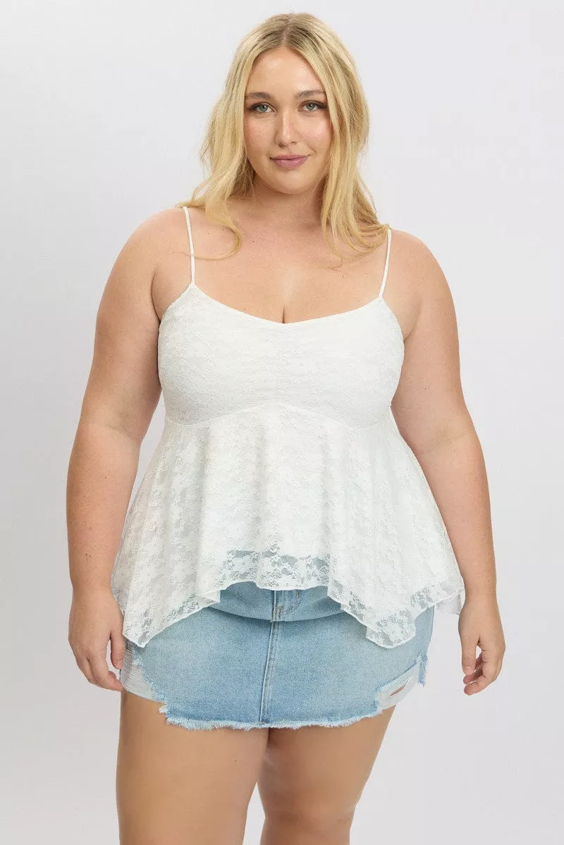 White Lace Singlet Top