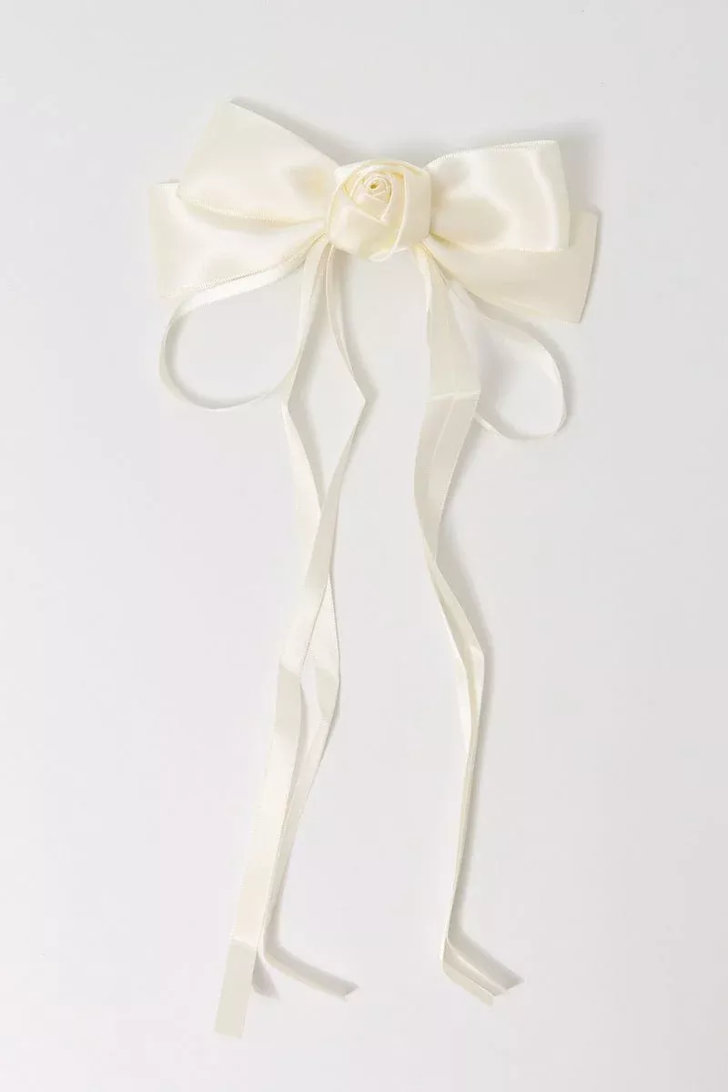 White Rosette Hair Bow