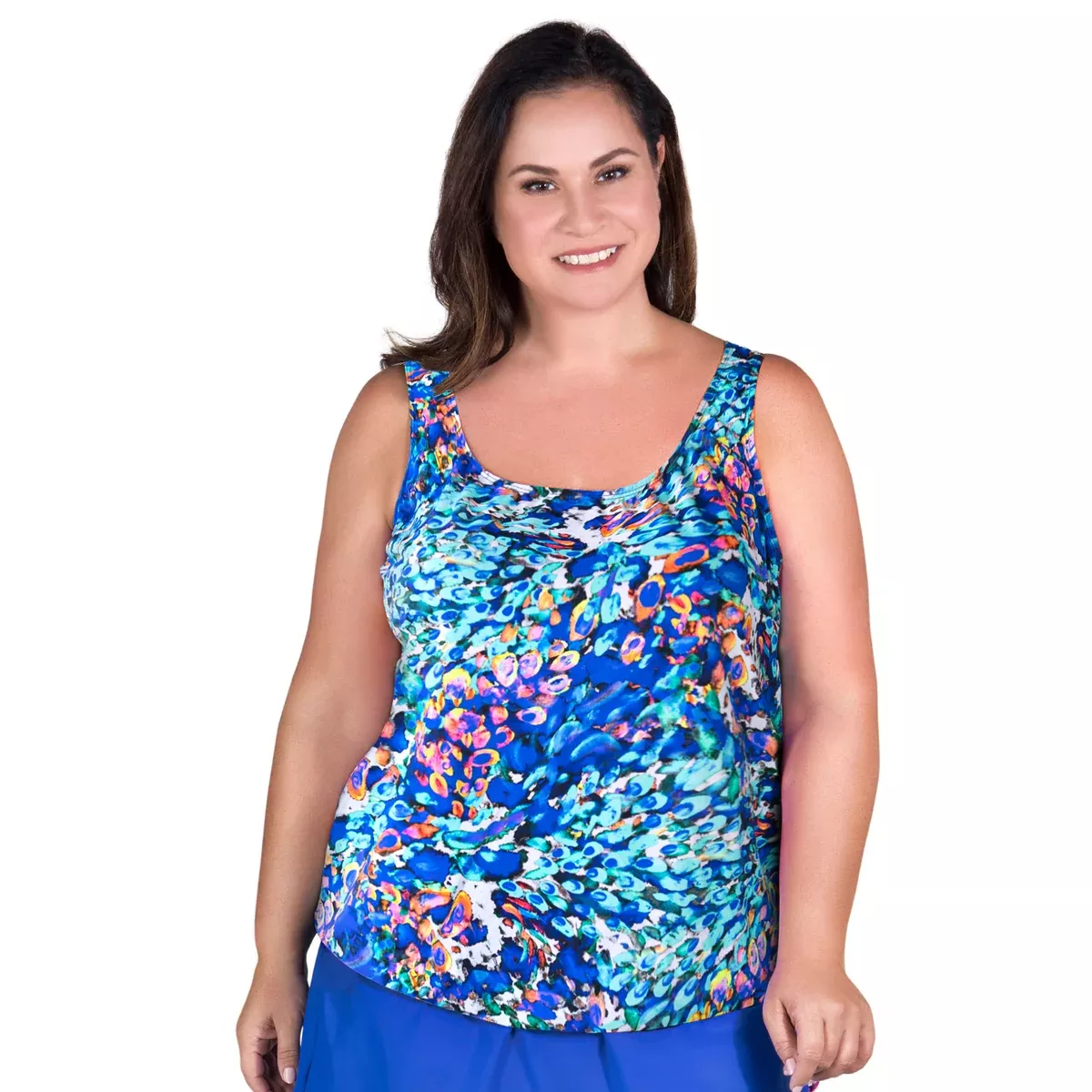 Women’s Plus Size Long Swim Top - Mermaid's Cove