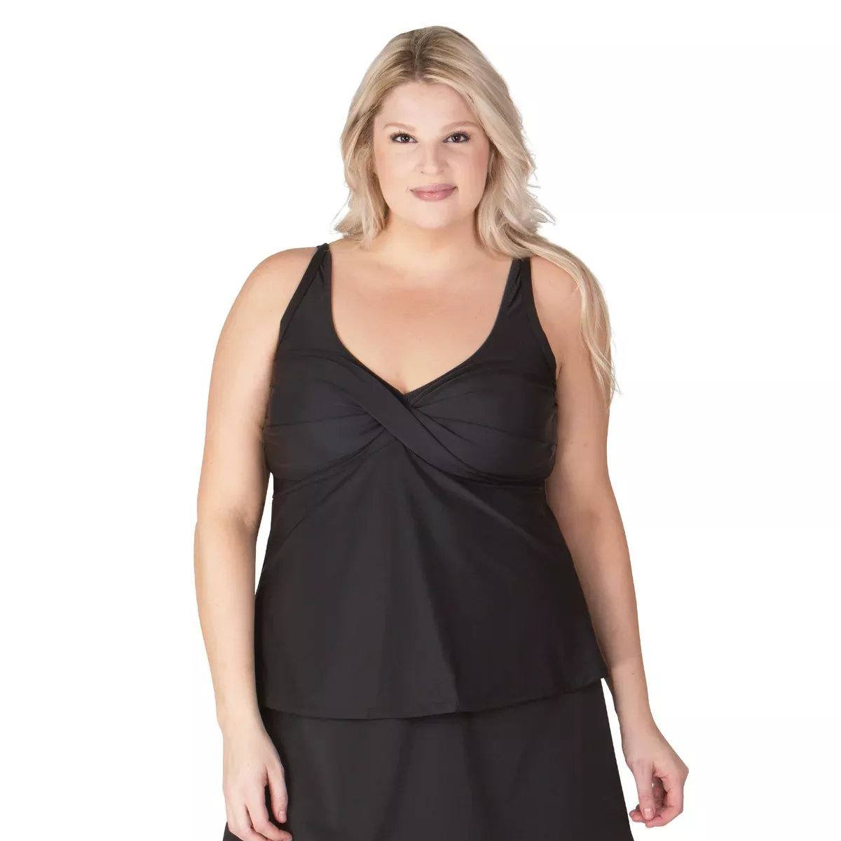 Women's Tankini Swim Top with Twist Front - Black