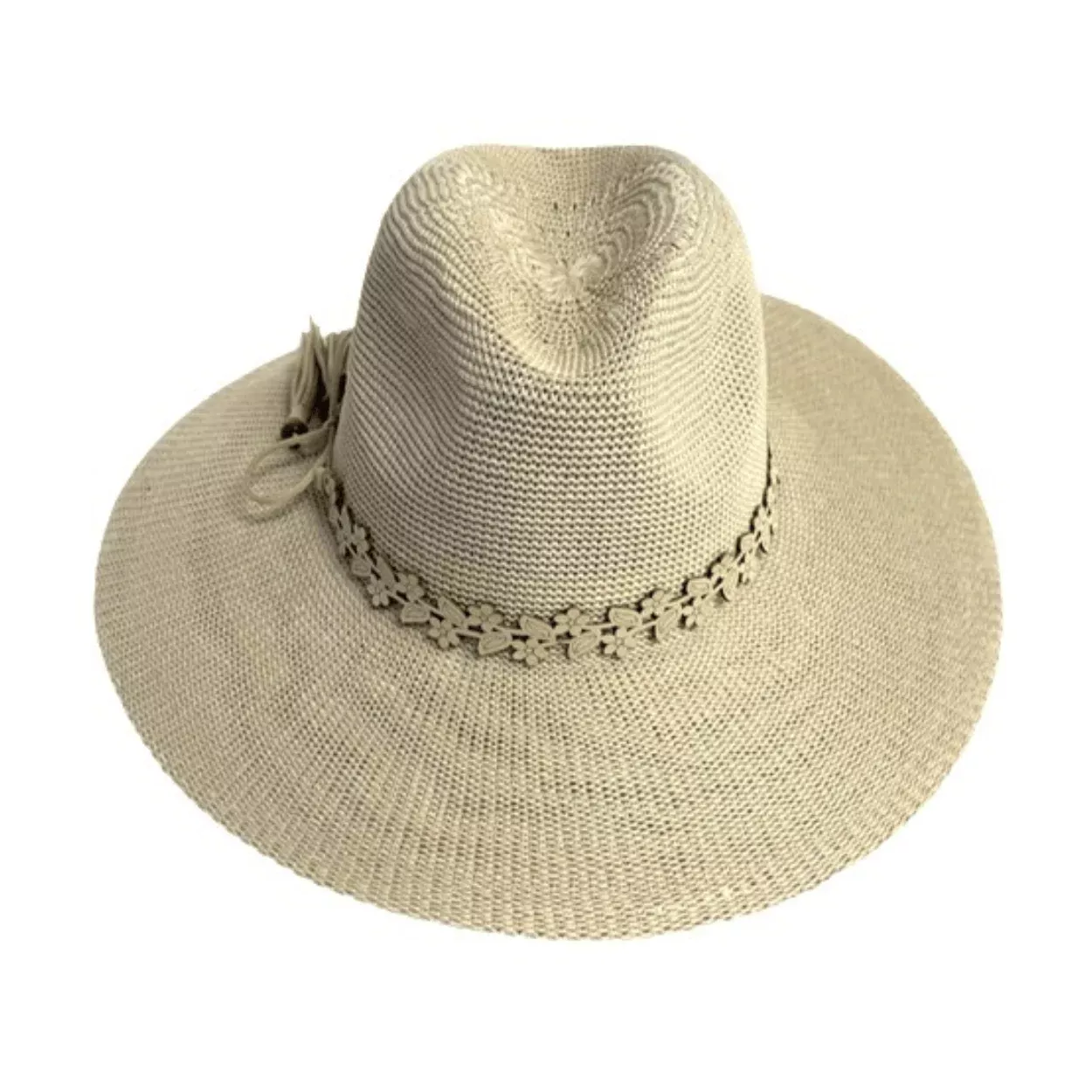 Woven Fedora Hat with Tassel Trim