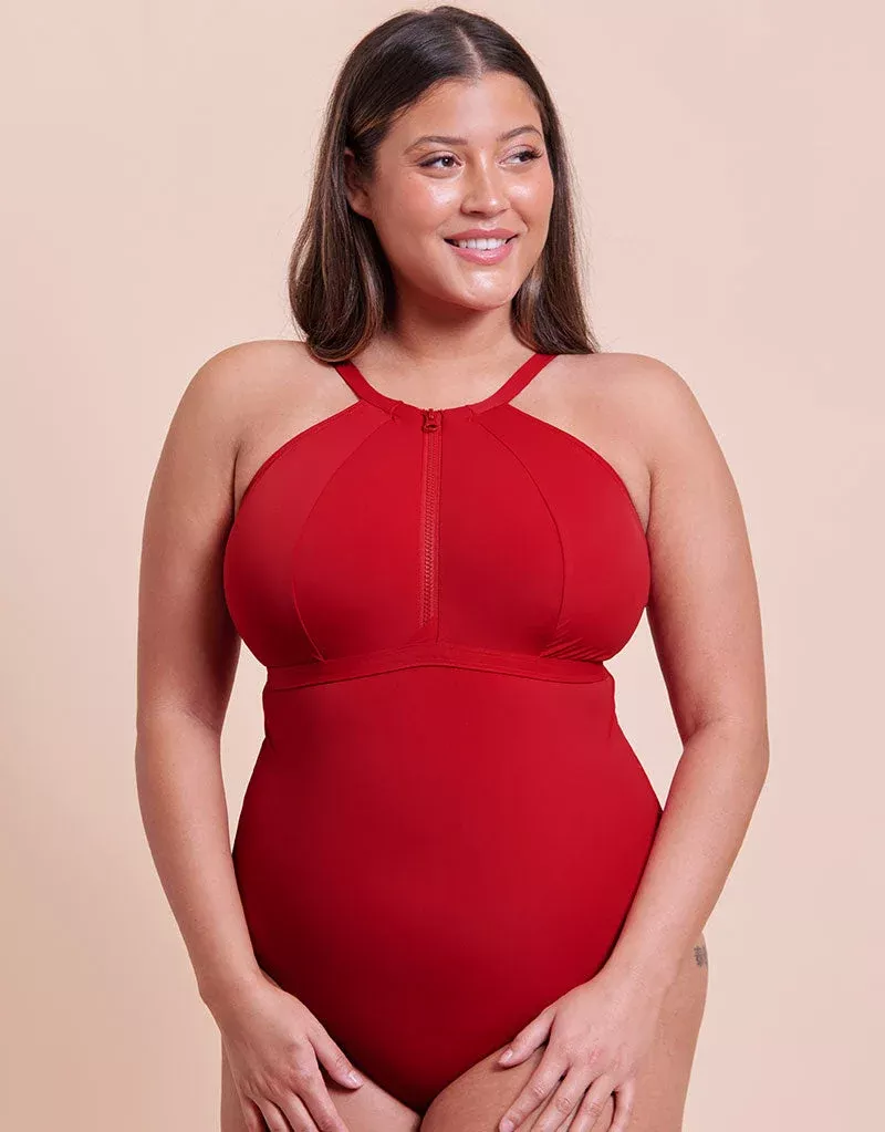 Zip Tide Non-Wired Multiway Swimsuit Red