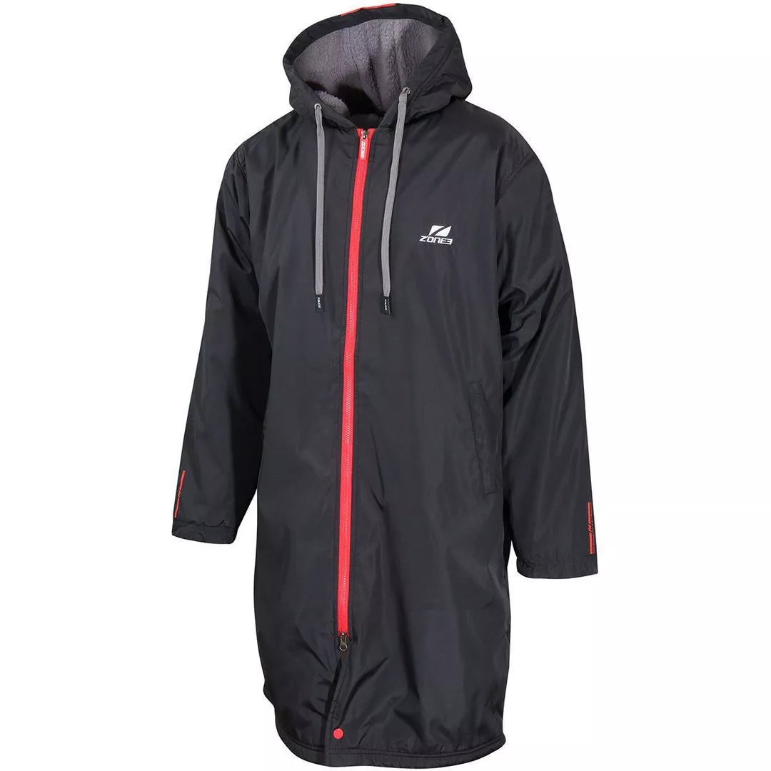 Zone3 Parka Poncho Changing Robe - Black/Red